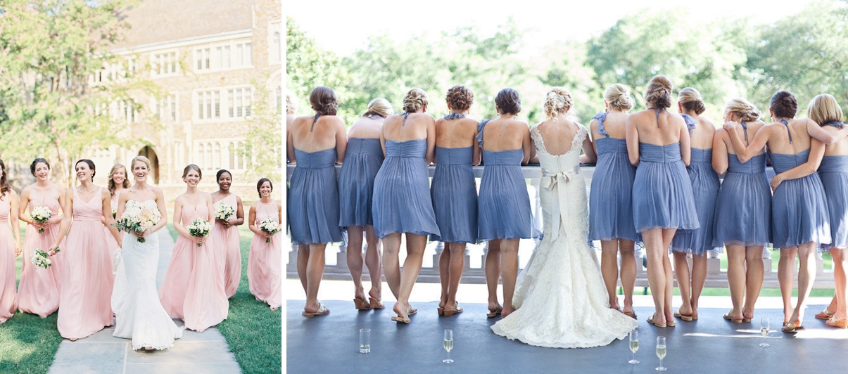 Modele rochii domnisoare de onoare pentru o nunta organizata in culorile anului 2016 - roz quartz si albastru seren